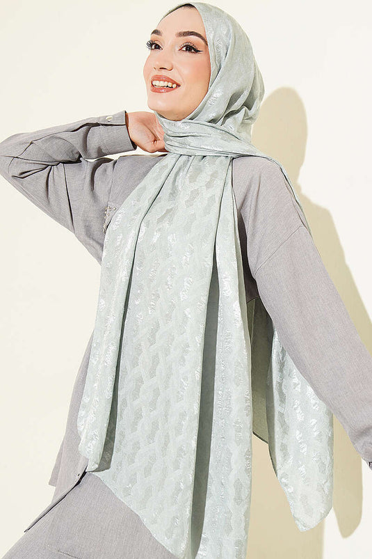Écharpe En Jacquard Brodé Menthe