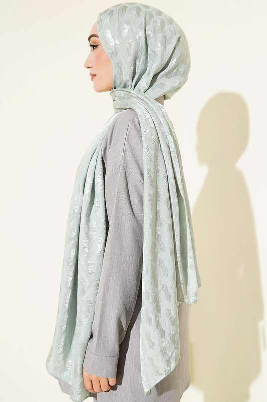 Écharpe En Jacquard Brodé Menthe