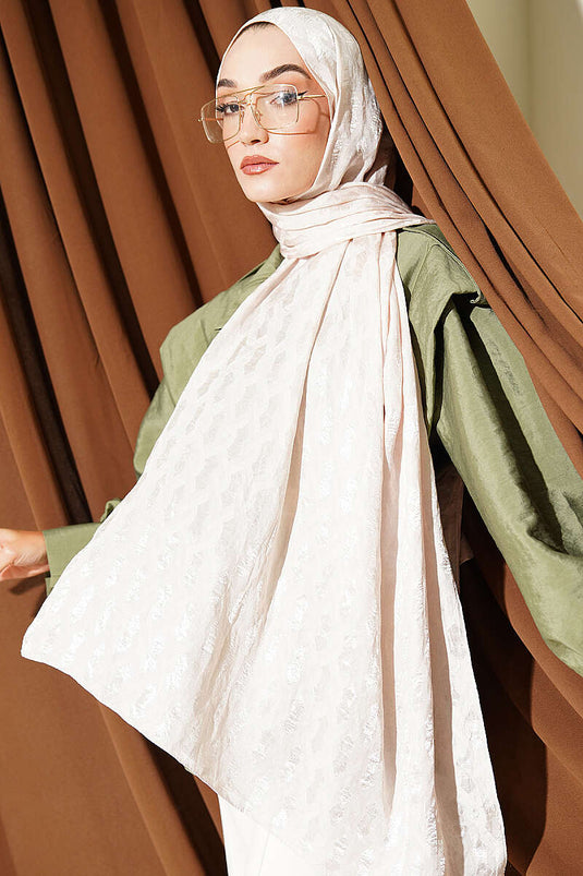 Écharpe En Jacquard Brodé Champagne