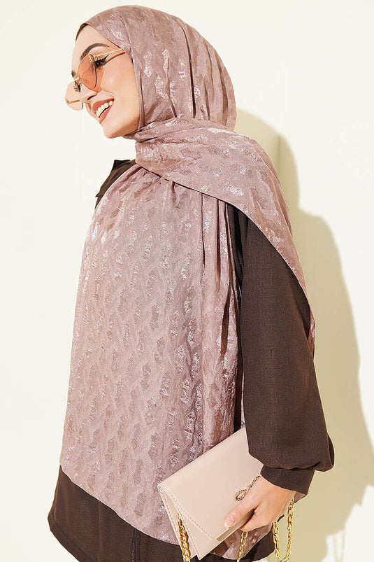 Geborduurde Jacquard Sjaal In Mink