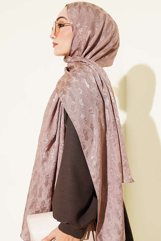 Geborduurde Jacquard Sjaal In Mink