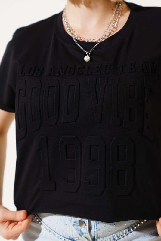 Embossed Short T-shirt Black