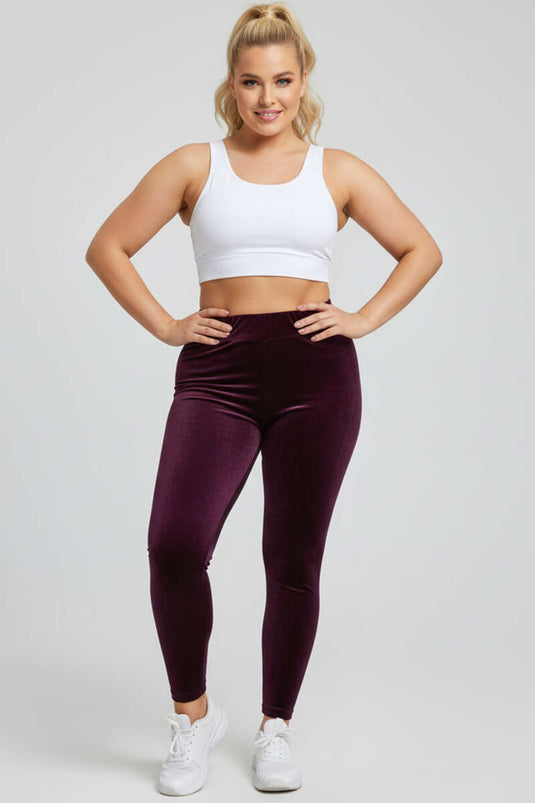Velvet Plus Size Leggings Burgundy