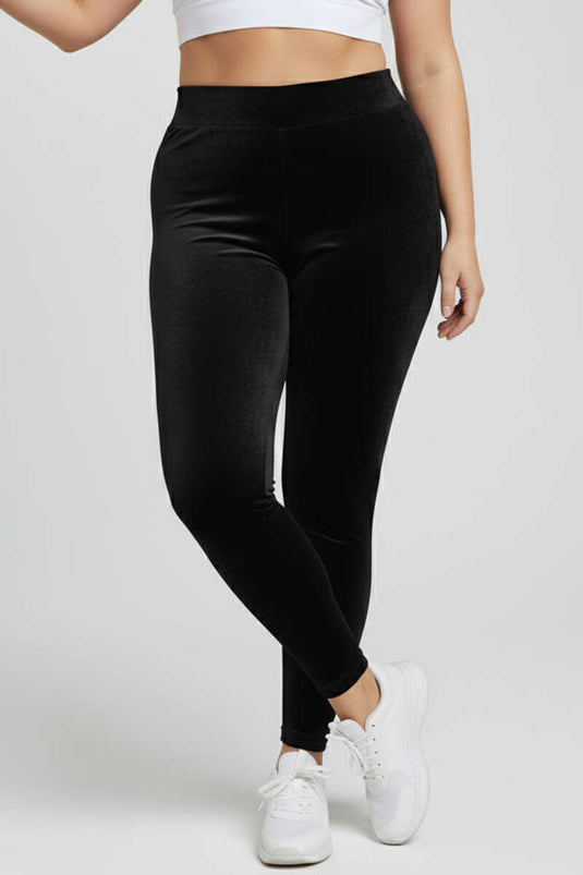 Velvet Plus Size Leggings Black