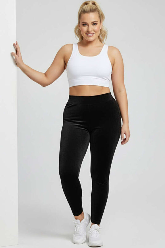Velvet Plus Size Leggings Black