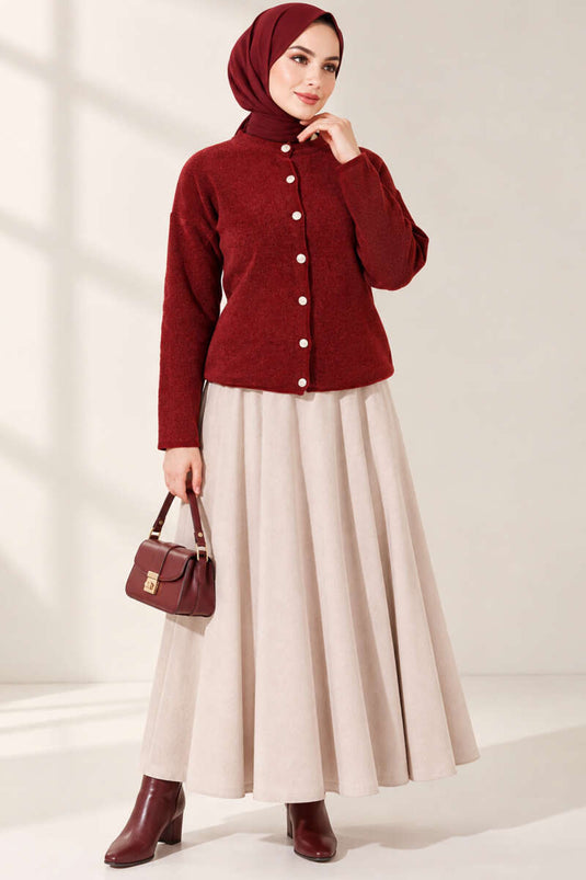Velvet Look Special Shornil Cardigan Burgundy
