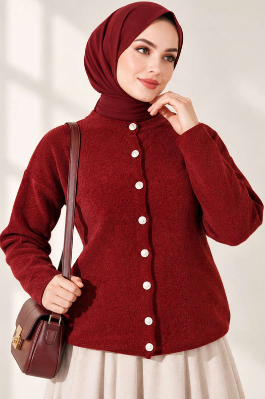 Velvet Look Special Shornil Cardigan Burgundy