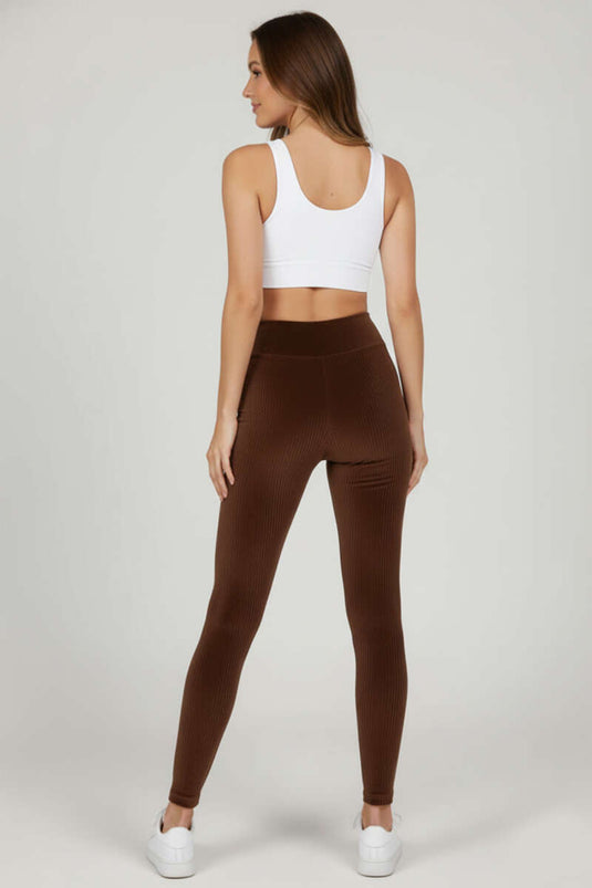Fluwelen legging bruin