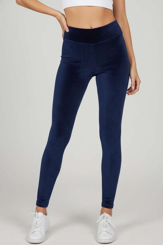 Navy Velvet Leggings