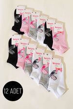 Chaussettes basses assorties à nœud imprimé pour femme, lot de 12