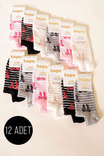 Lot de 12 paires de chaussettes sneakers assorties à motifs pour femme 9