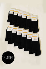 Lot de 12 paires de chaussettes de sport à motifs variés pour femmes, noires