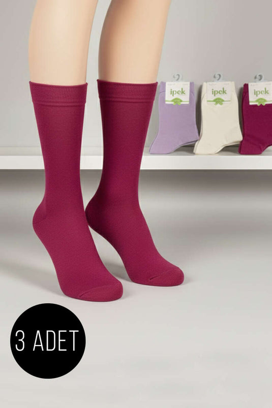 Dames enkelsokken van bamboe, 3 stuks, assortiment 4