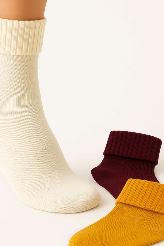 Kadın 3'lü Bot Çorabı Asorti 1