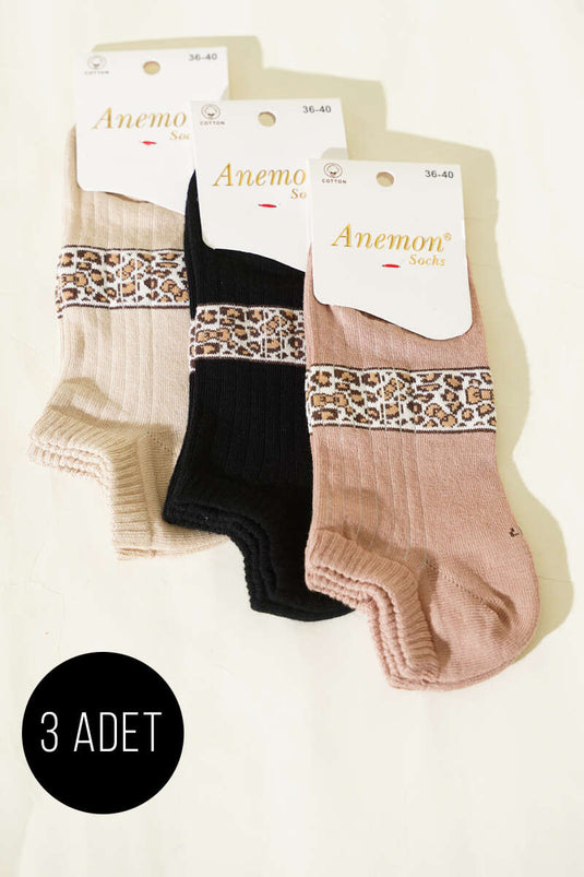 مجموعة 3 جوارب نسائية من القطن بنقوش متنوعة 4