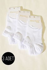 Chaussettes en jersey à motifs pour femme, lot de 3, assorties, blanches