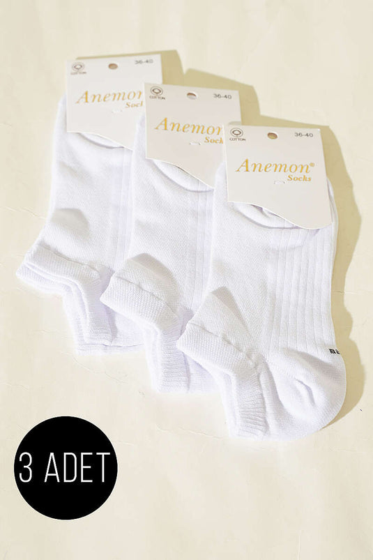 Chaussettes en jersey à motifs pour femme, lot de 3, assorties, blanches