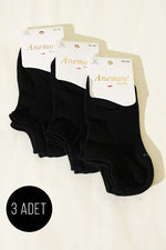 Chaussettes en jersey à motifs pour femme, lot de 3, assorties, noir