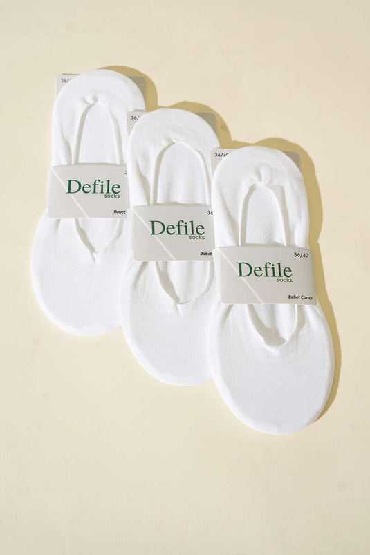 3er-Pack schlichte, lasergeschnittene Ballettsocken für Damen, weiß