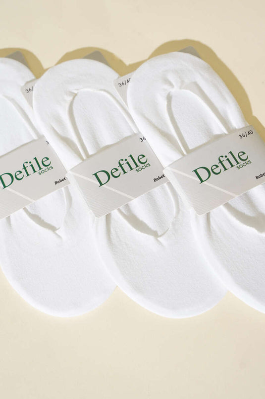 3er-Pack schlichte, lasergeschnittene Ballettsocken für Damen, weiß