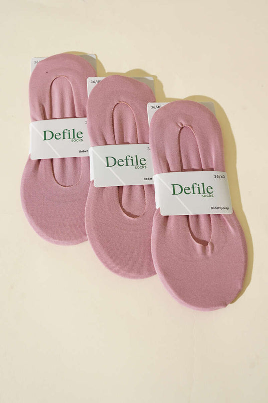 3er-Pack schlichte, lasergeschnittene Ballettsocken für Damen, puderrosa