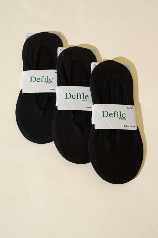 3er-Pack schlichte, lasergeschnittene Ballettsocken für Damen, Schwarz