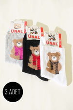 Lot de 3 paires de chaussettes basses en peluche assorties pour femmes, avec motifs (4)