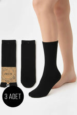 Lot de 3 paires de chaussettes côtelées noires à semelle éponge pour femme