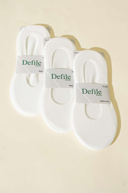 3er-Pack lasergeschnittene, gerippte Ballettsocken für Damen, weiß