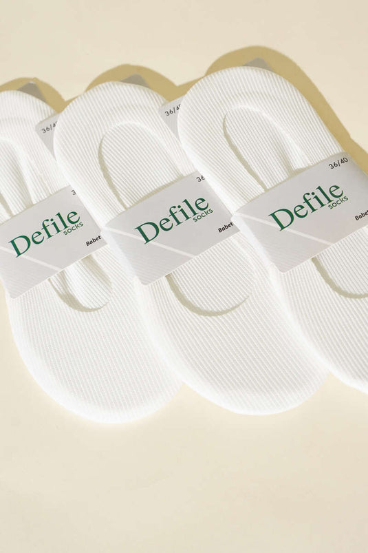 3er-Pack lasergeschnittene, gerippte Ballettsocken für Damen, weiß