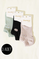 Chaussettes mini ballerines à détails pierres pour femme, lot de 3, assortiment 14
