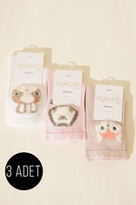 Femme 3 paires Chaussettes courtes en bambou avec motif barbe Assortiment 1