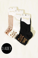Chaussettes courtes à bord côtelé avec détails en pierre pour femme, lot de 3, assortiment 13
