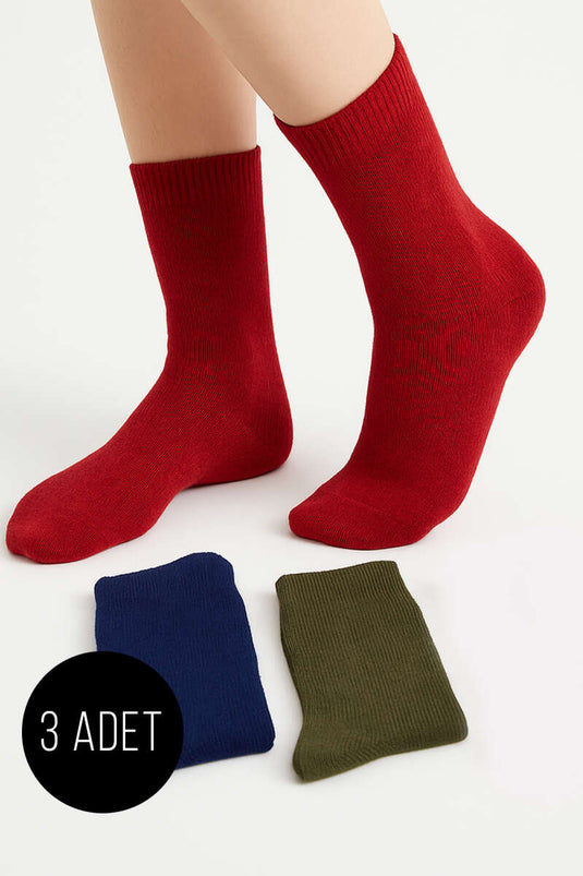 Kadın 3'lü Yün Soket Çorap Asorti 2