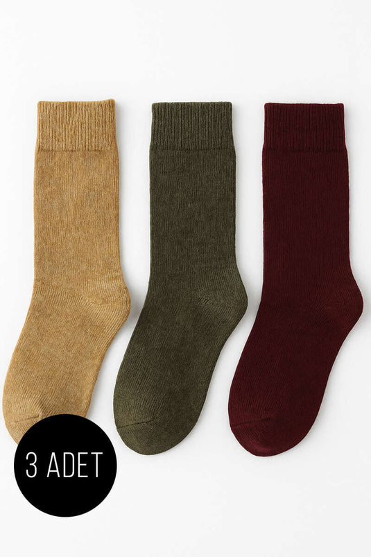 Kadın 3'lü Yün Soket Çorap Asorti 4