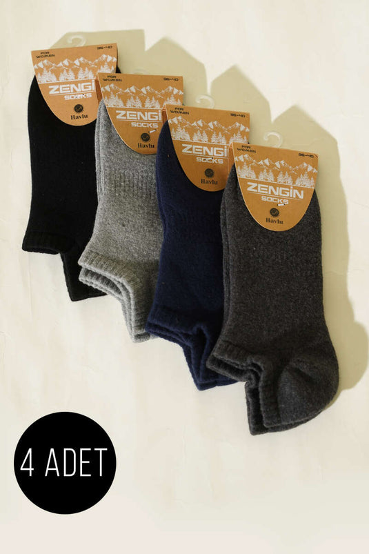 Women's Set of 4 Towel Socks for Sneakers Assorted 1