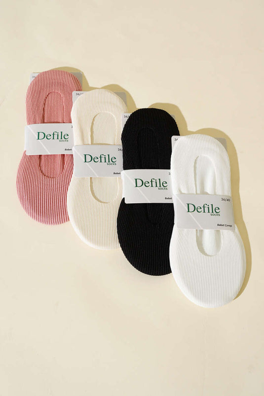 4er-Pack lasergeschnittene, gerippte Ballettsocken für Damen, Sortiment 1