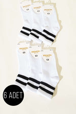 Lot de 6 chaussettes blanches à bord côtelé pour femme