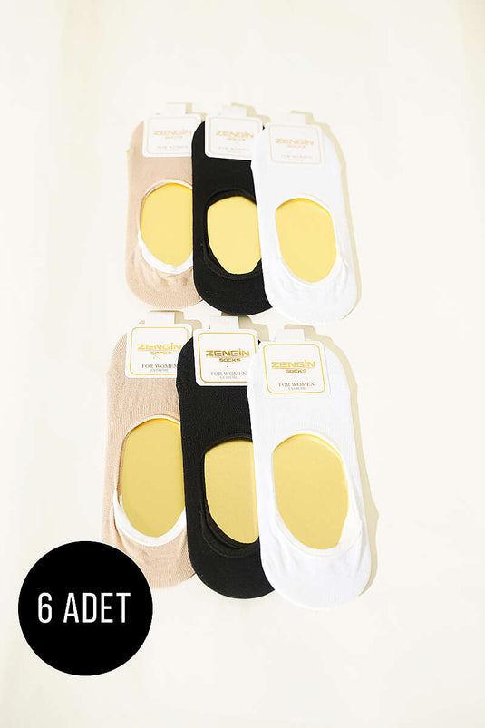 Lot De 6 Chaussettes Ballerines En Coton Pour Femmes