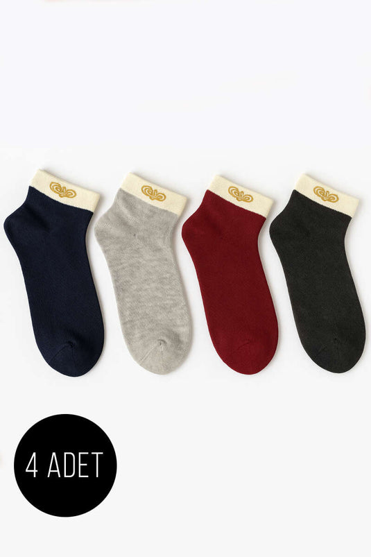 مجموعة جوارب نسائية منقوشة من قماش تيري مكونة من 4 قطع 1