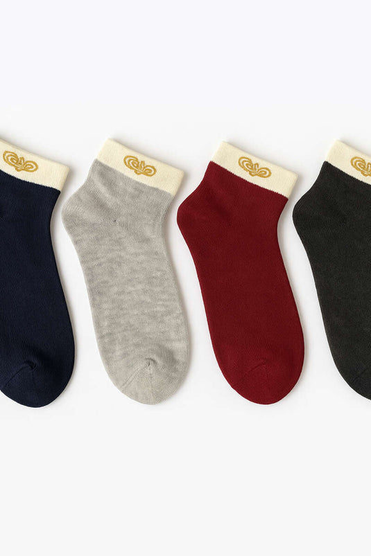 مجموعة جوارب نسائية منقوشة من قماش تيري مكونة من 4 قطع 1