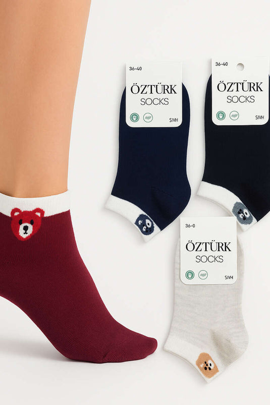 مجموعة جوارب نسائية منقوشة من قماش تيري مكونة من 4 قطع