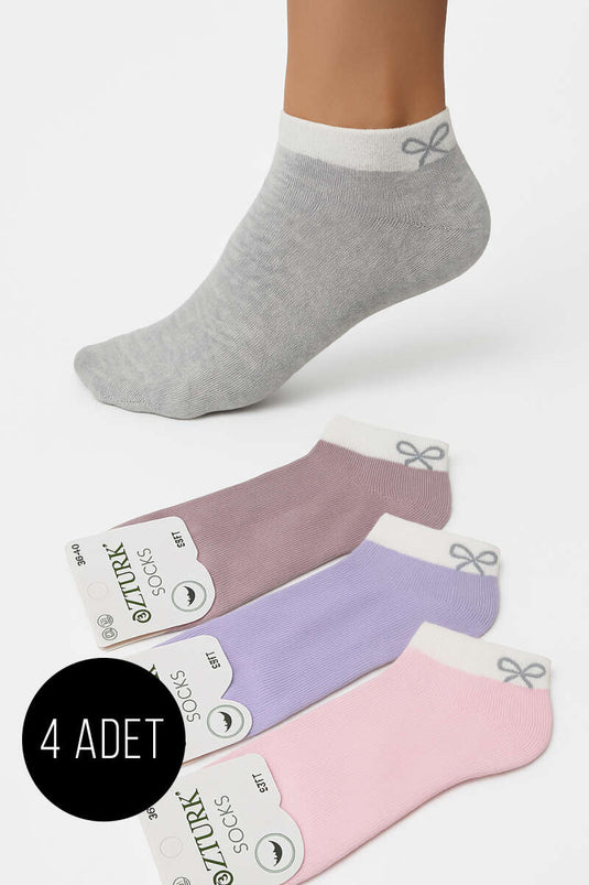 Women's Patterned 4-Pack Terry Towel Socks Assortment 5