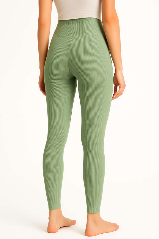 Women's Ribbed Thermal Leggings, Light Green
