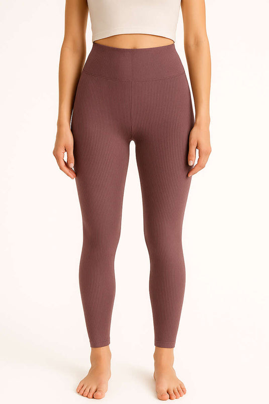 Women's Ribbed Thermal Leggings, Brown