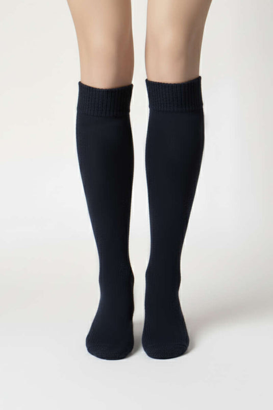 جوارب نسائية من الموهير تصل إلى الركبة، لون أزرق داكن