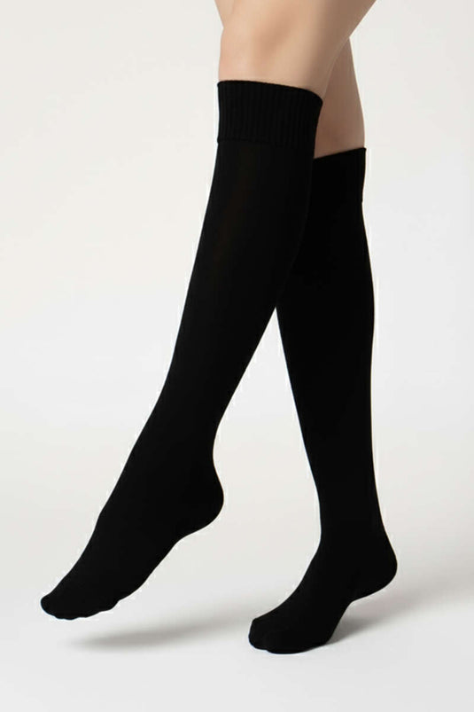 جوارب نسائية سوداء من الموهير تصل إلى الركبة