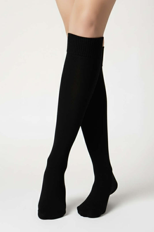 جوارب نسائية سوداء من الموهير تصل إلى الركبة