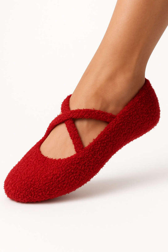 جوارب بيلاتس نسائية مخملية حمراء