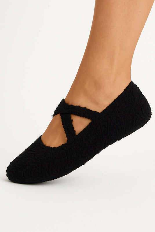 جوارب بيلاتس نسائية مخملية سوداء